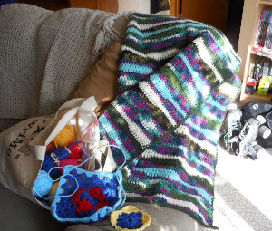 Finished the lap blanket; just getting started on the granny square afghan